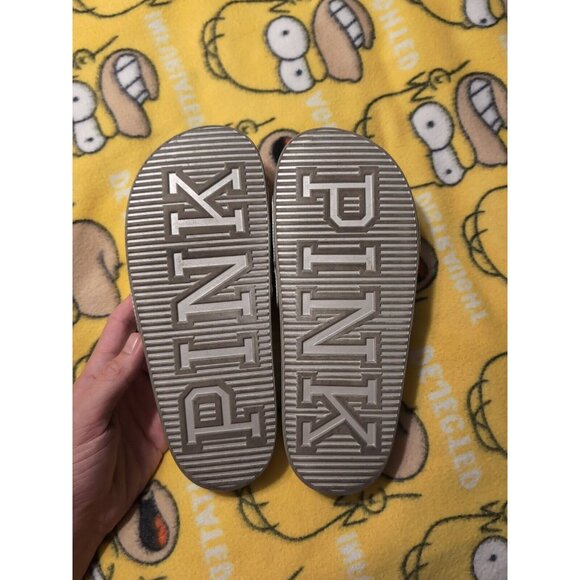 Victoria’s Secret PINK Slides Silver Metallic SINGLE STRAP Large Dog Logo 8.5 - Picture 7 of 7